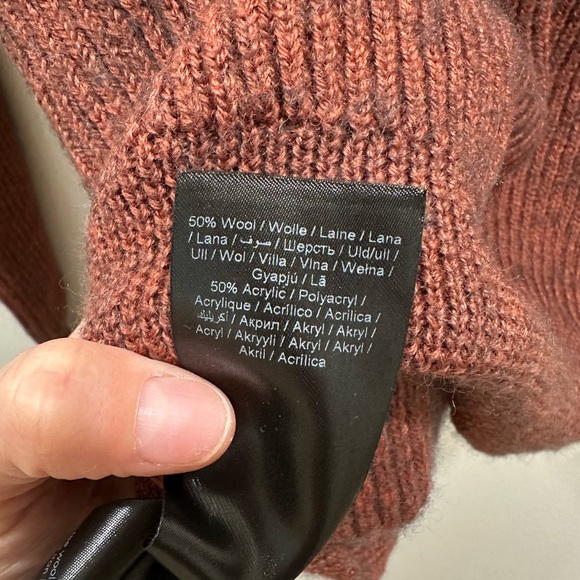 Ichi Denmark Wool Blend Rust gray Ribbed Knit Sweater balloon long sleeve brick - Picture 6 of 6